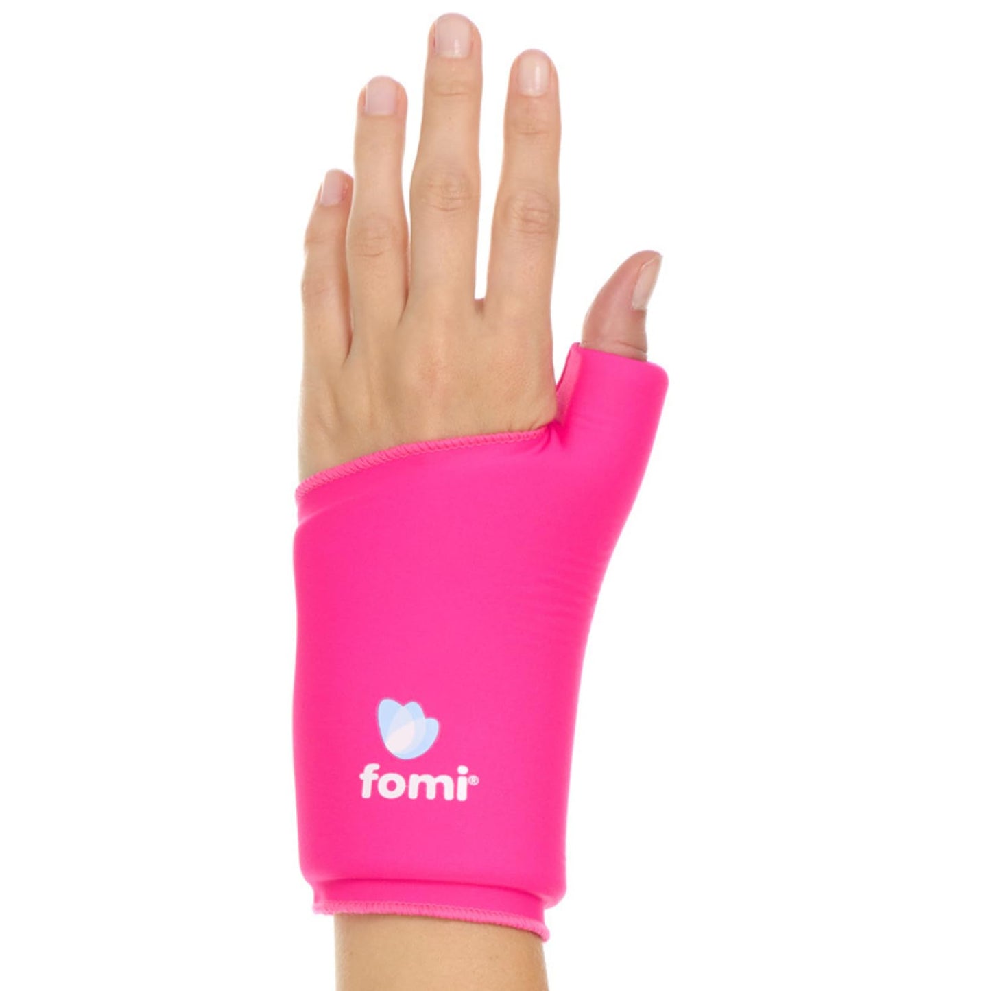 FOMI Wrist Solid Gel Ice Pack | Hot Cold Hand and Thumb Compression Sleeve Wrap for Carpel Tunnel, Arthritis, Tendonitis, Bruises, Swelling, Sports Injuries Pain Relief (Pink - Small/Medium)