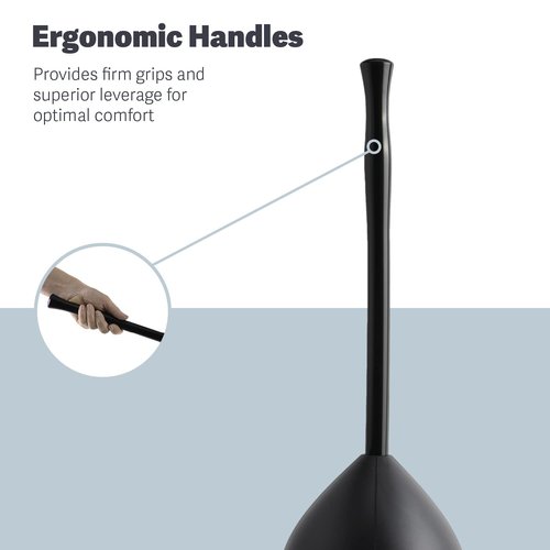 Casabella Toilet Plunger and Hideaway Caddy Combo for Bathrooms, 2-Piece Heavy-Duty Set, Black