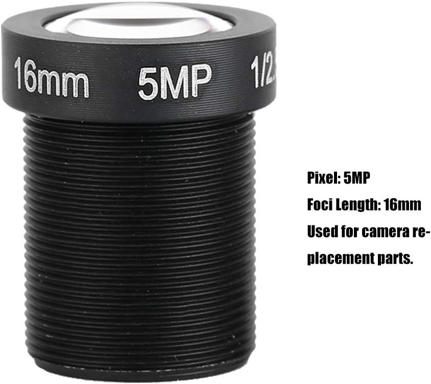 Dioche 16mm 5MP M12x0.5 Fixed Board Lens, HD CCTV Security Camera Wide Angle Lens, Standard Screw Connector Camera