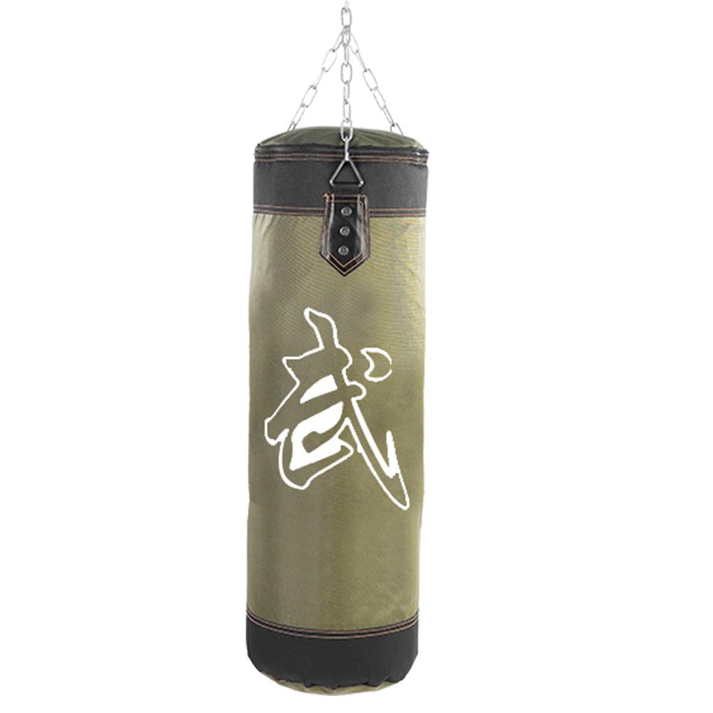 Heavy Punching Bag, Durable Training with Chain, Boxing Bag for Martial Arts, Empty 24 Inch Green for Adults Men Women Home Gym Sports