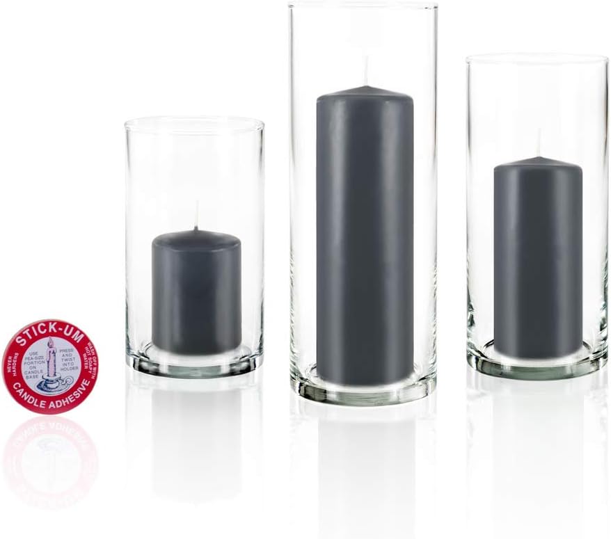 yummi Set of 36 Slim Pillars and Cylinder Vases - Gray