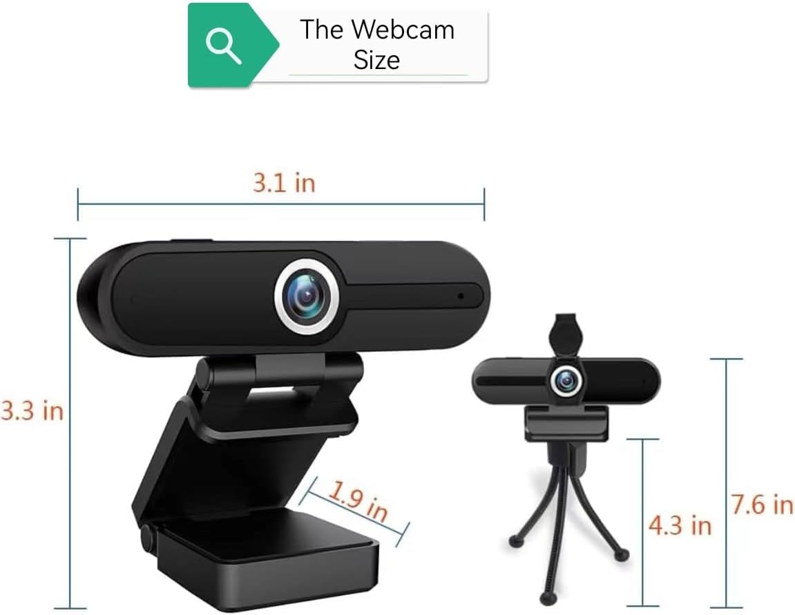 ZIQIAN 4K 8MP- Webcam, HD Webcam Laptop PC Desktop Computer Web Camera with Microphone, USB Webcams for Video Calling