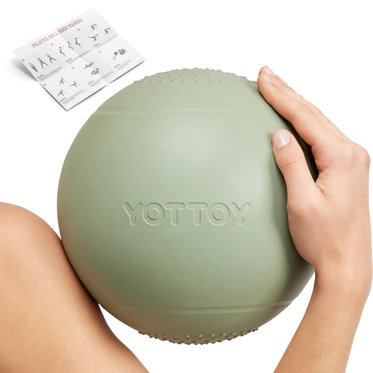 YOTTOY Small Exercise Ball，9-inch Pilates Ball with Anti-Burst Technology for Stability, Ideal for Yoga, Pilates, Physical Therapy & Home Workouts (Green)