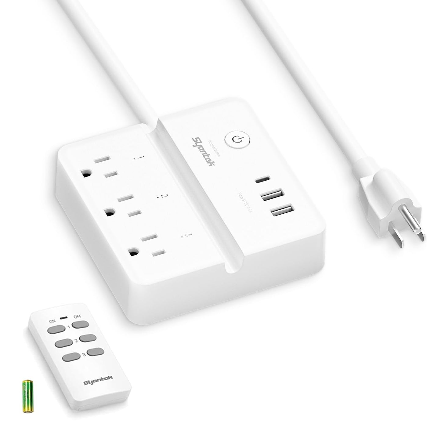 Syantek 3 3 15A/1875W 4ft Remote Control Power Strip with RF Controlled Outlets Surge Protector Power Strip with USB