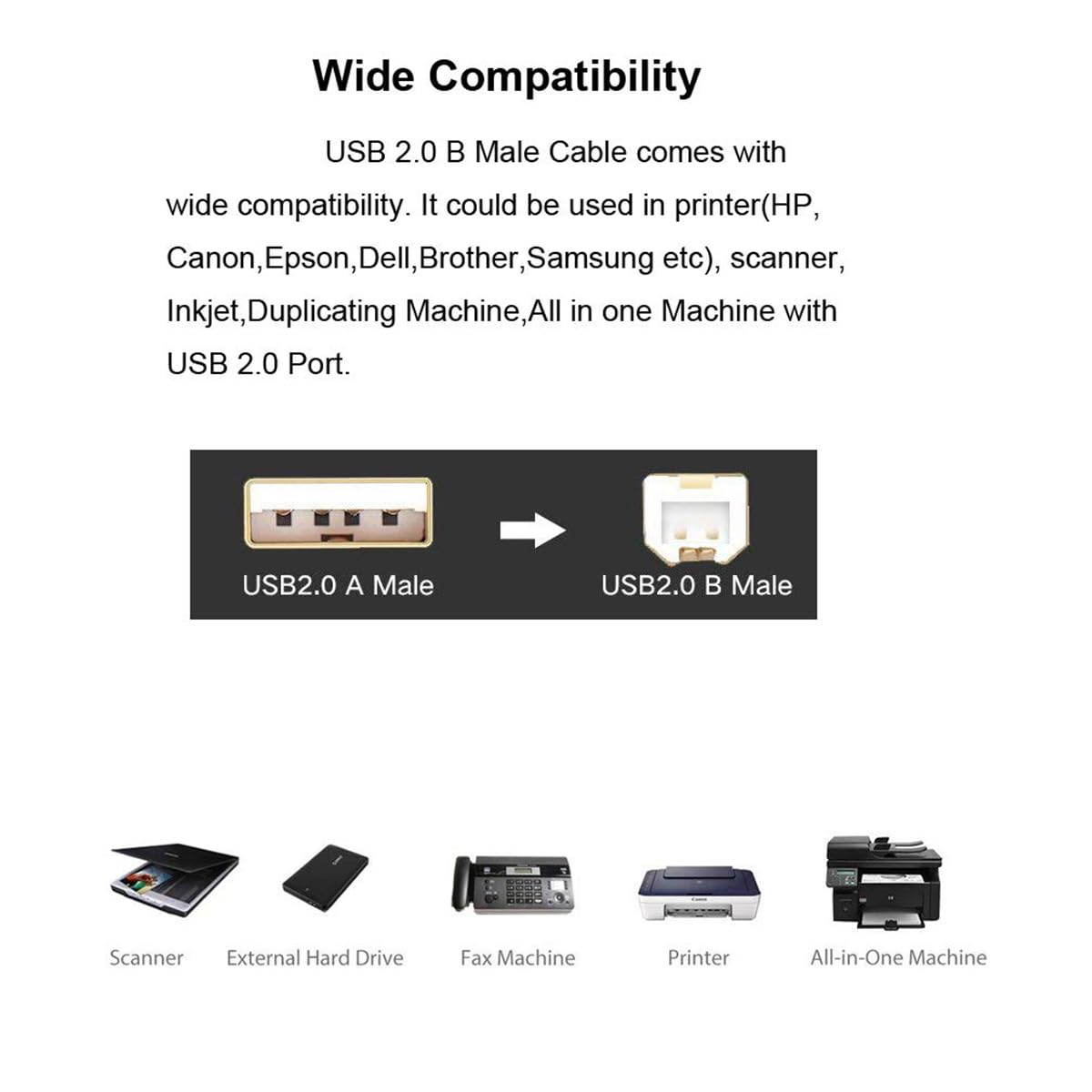 Generic 3ft,USB USB C Printer Cable B to USB C Cable Compatible with MIDI, Piano, MacBook Pro, iPad Pro, HP Canon
