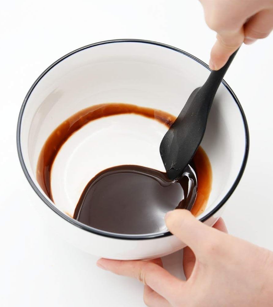 Skiennix Silicone Spatula Set - Ergonomic High Heat-Resistant Design | 3-Piece Non-Stick Black Spatulas