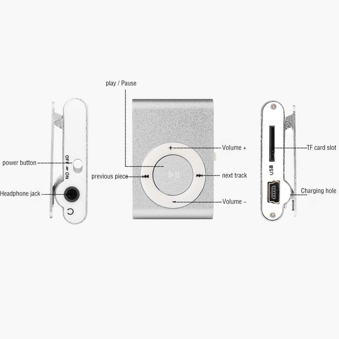 ZhangyiHot Mp3 Green Colors Portable Metal Mini Clip Sport Player No Memory Card Music Player with Tf Slot Nice