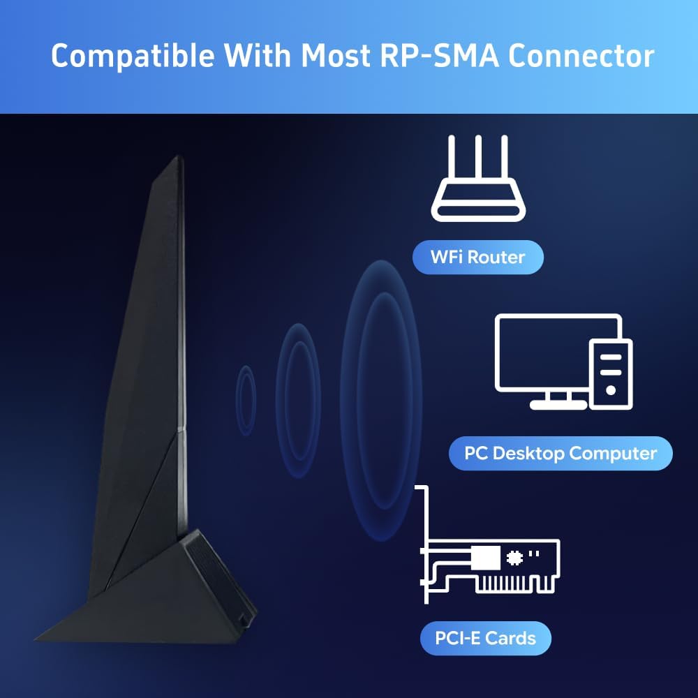 XLQJVPO 2.4GHz 5GHz 80cm Z390 Z490 X570 2T2R Laptops Dual Band WiFi Antenna RP-SMA Magnetic Base Adapter Antenna