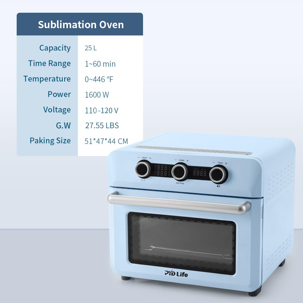PYD Life 25 L Sublimation Oven Sublimation Starter Benginers Kit Bundle with 15 OZ Sublimation Mugs,Tumbler Cradle,Shrink Wrap Films