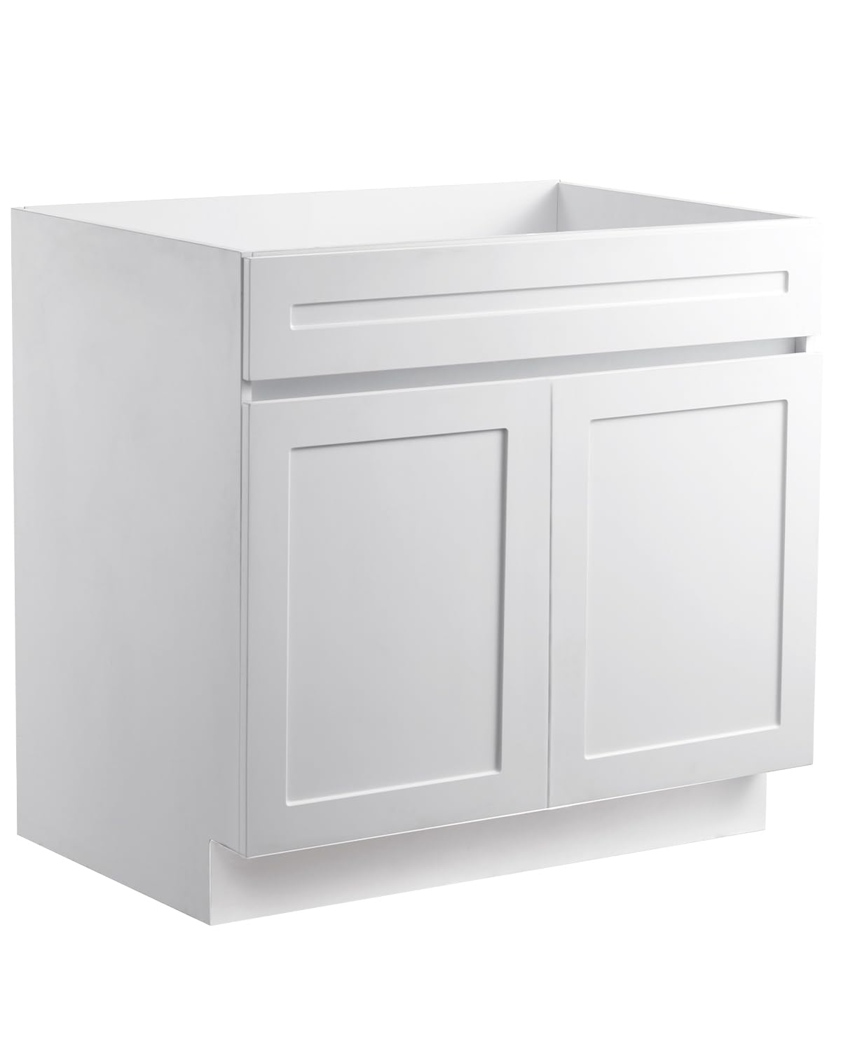VEVOR White Shaker Base Cabinet, 36-Inch Unassembled Sink Base Cabinet, 36" W x 24" D x 34.5" H Ready to Assemble Cabinet with Soft-Close Doors and Adjustable Shelf, for Home Office