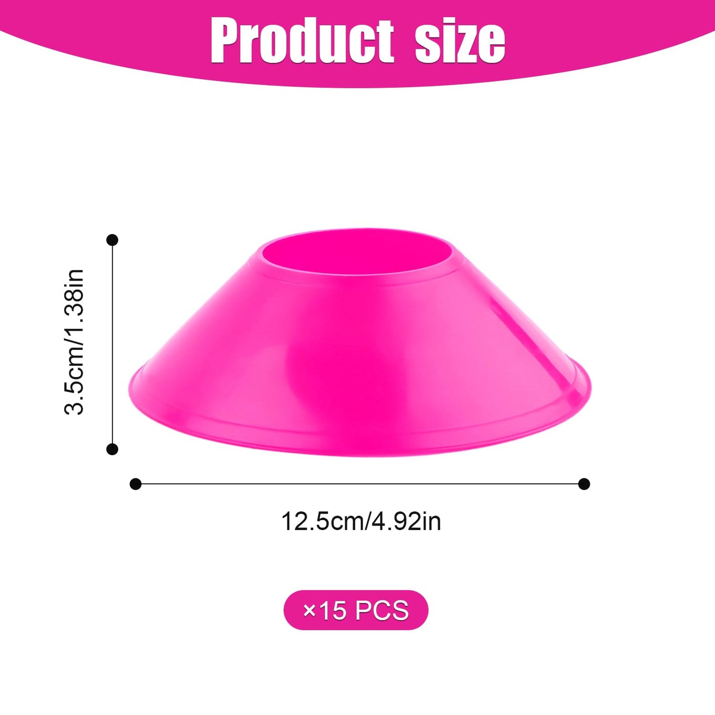 15pcs Soccer Cones for Sports Training, Mini Football Cones Flexible Agility Sports Cones Small Practice Cones for Football Basketball Running Drills Sports Games Field Cone Markers Kids (Rose Red)