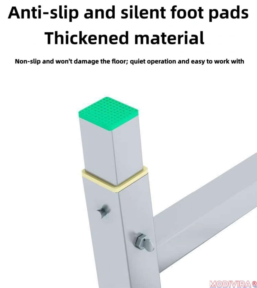 Modivira Folding Scaffolding with Adjustable Heights Heavy Duty Portable Steel Ladder with Non-Slip Feet for roof Cleaning Paint Home Improvement (A,78.74" * 11.81")