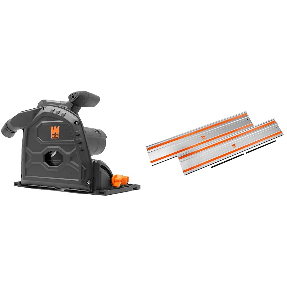 WEN 12-Amp 7.25-Inch Plunge Cut Track Saw Bundle with 100-Inch Guide Rail and Adapters