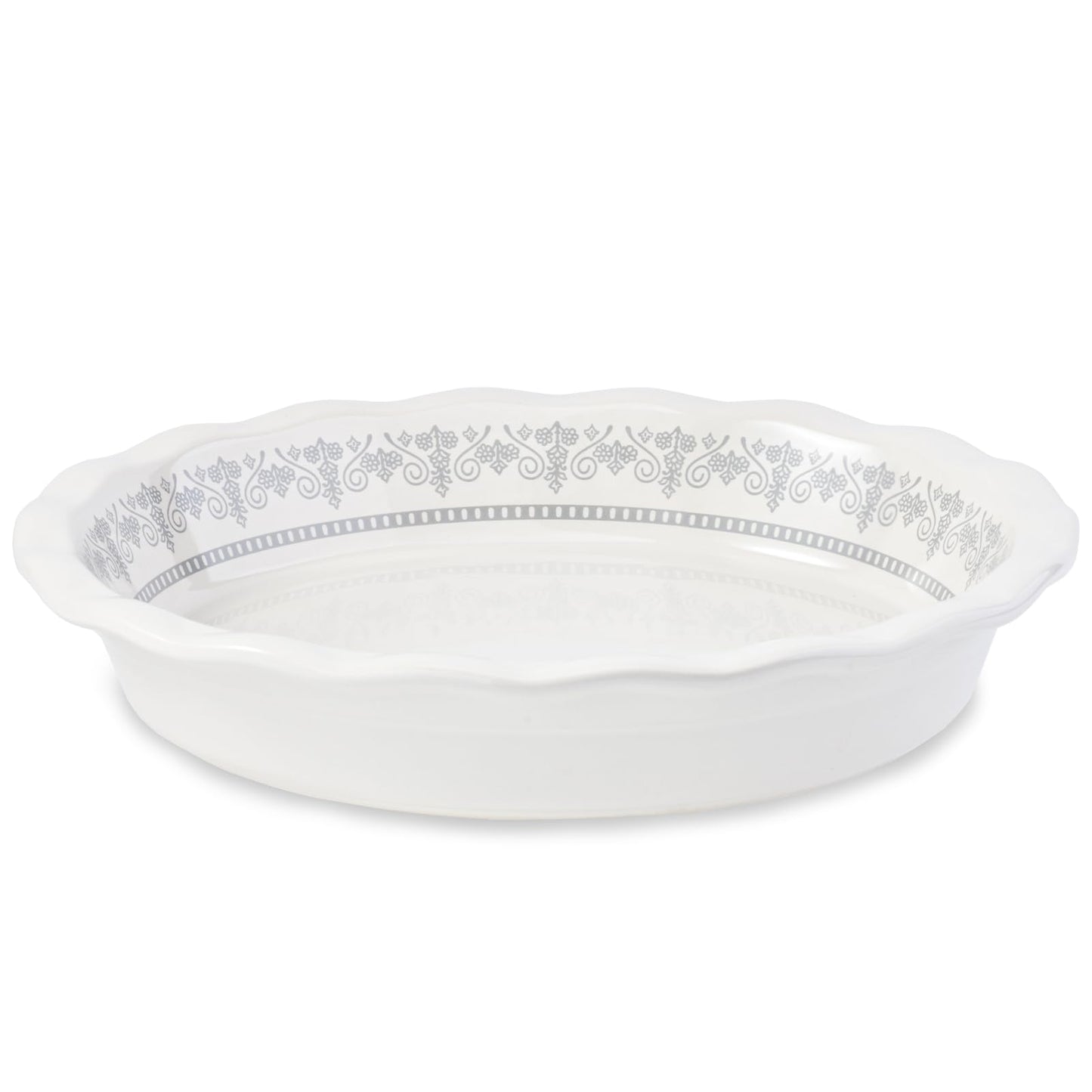Lunaicorn Ceramic Pie Pans for Baking, 9 Inch Porcelain Pie Pan Pie Dish, Round Pie Plate for Apple Pie, Quiche, Pot Pies, Tart（White）