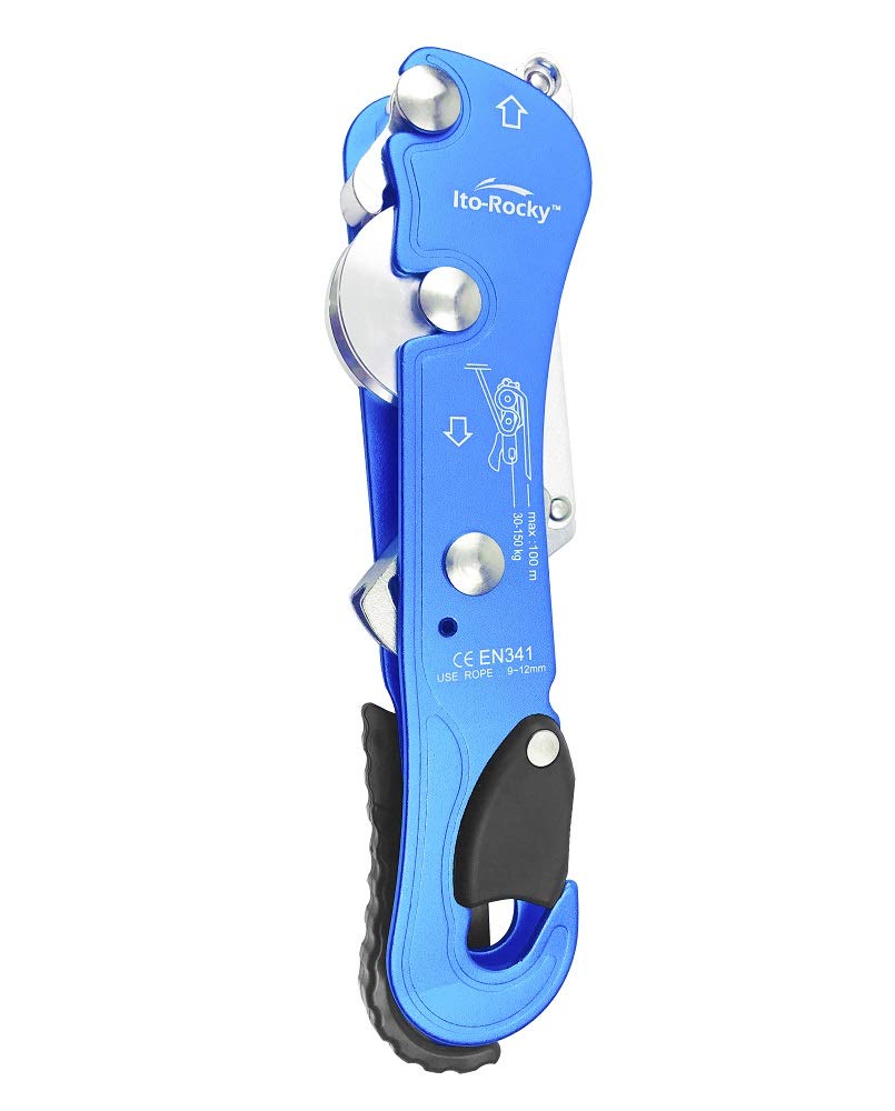 Ito Rocky Climbing Stop Descender Rappelling Anti-Panic Belay Devices for 9-12mm Rope Rescue Equipment Hand Controls Desingned