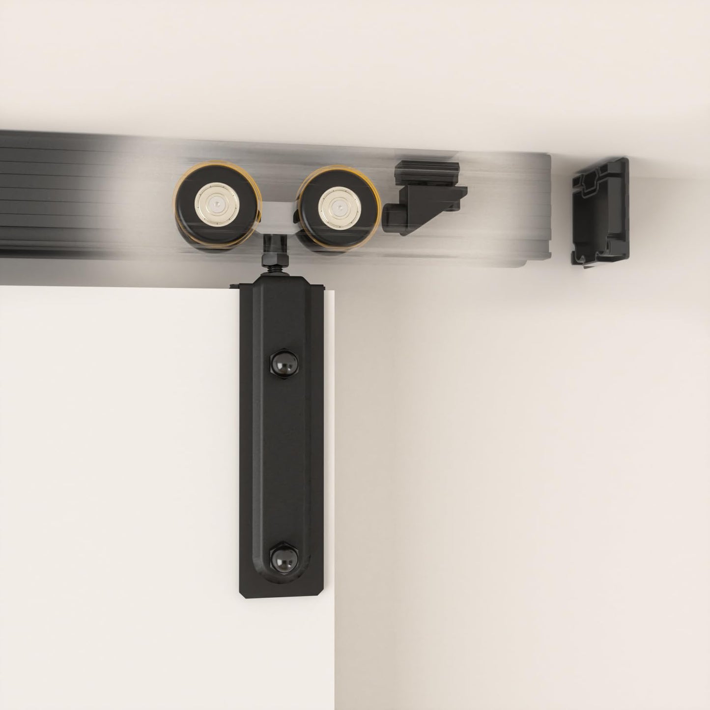 TOPCCJHHD 8FT/96'' Box Rail Sliding Barn Door Hardware Kit Ceiling Mount for Exterior Interior Single Door Heavy Duty Black No Door
