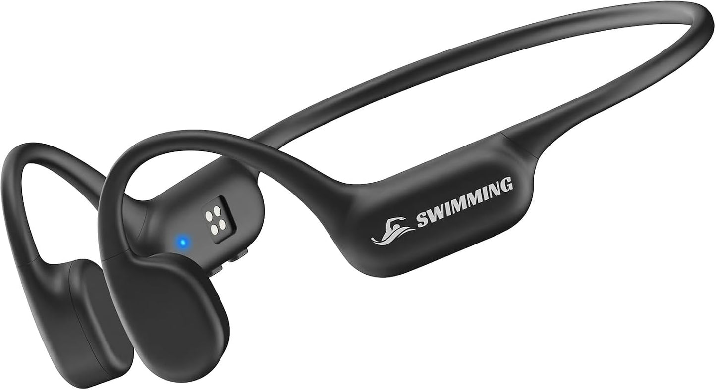 JEESRSRR Swimming swimming IP68 5.4, MP3 32GB headphones, underwater earphones, waterproof bone conduction headphones