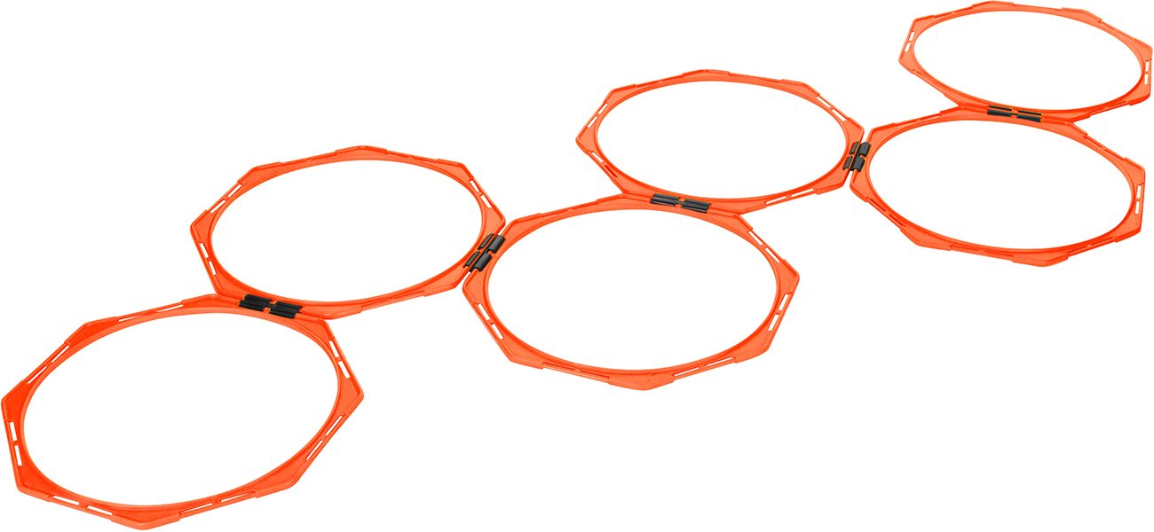 20" Hexagonal Speed & Agility Training Rings - Set of 6 with Carry Bag by Trademark Innovations (Orange)