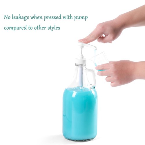 64 OZ Laundry Detergent Dispenser BY VEGEVIGI, Glass Liquid Laundry Soap Dispenser with Pump, Bleach and Fabric Softener Dispenser for Laundry Room, 2P