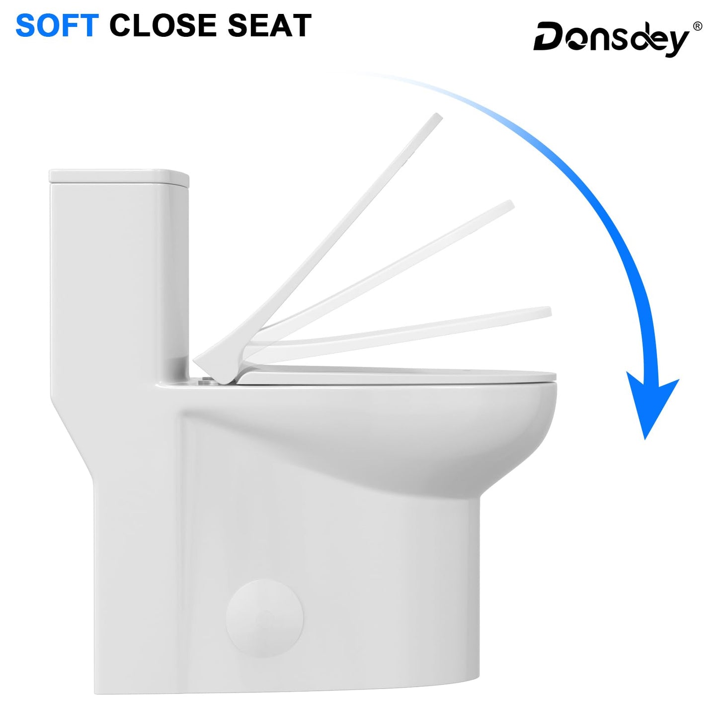Donsdey Compact One Piece Toliet- Compact Toilet with 15.5'' Standard Seat Height Powerful Dual Fulsh Water Saving 1000g MAP ＆ 1.1/1.6 GPF 12'' Rough-in White Glossy Ceramic Toilets Bowl