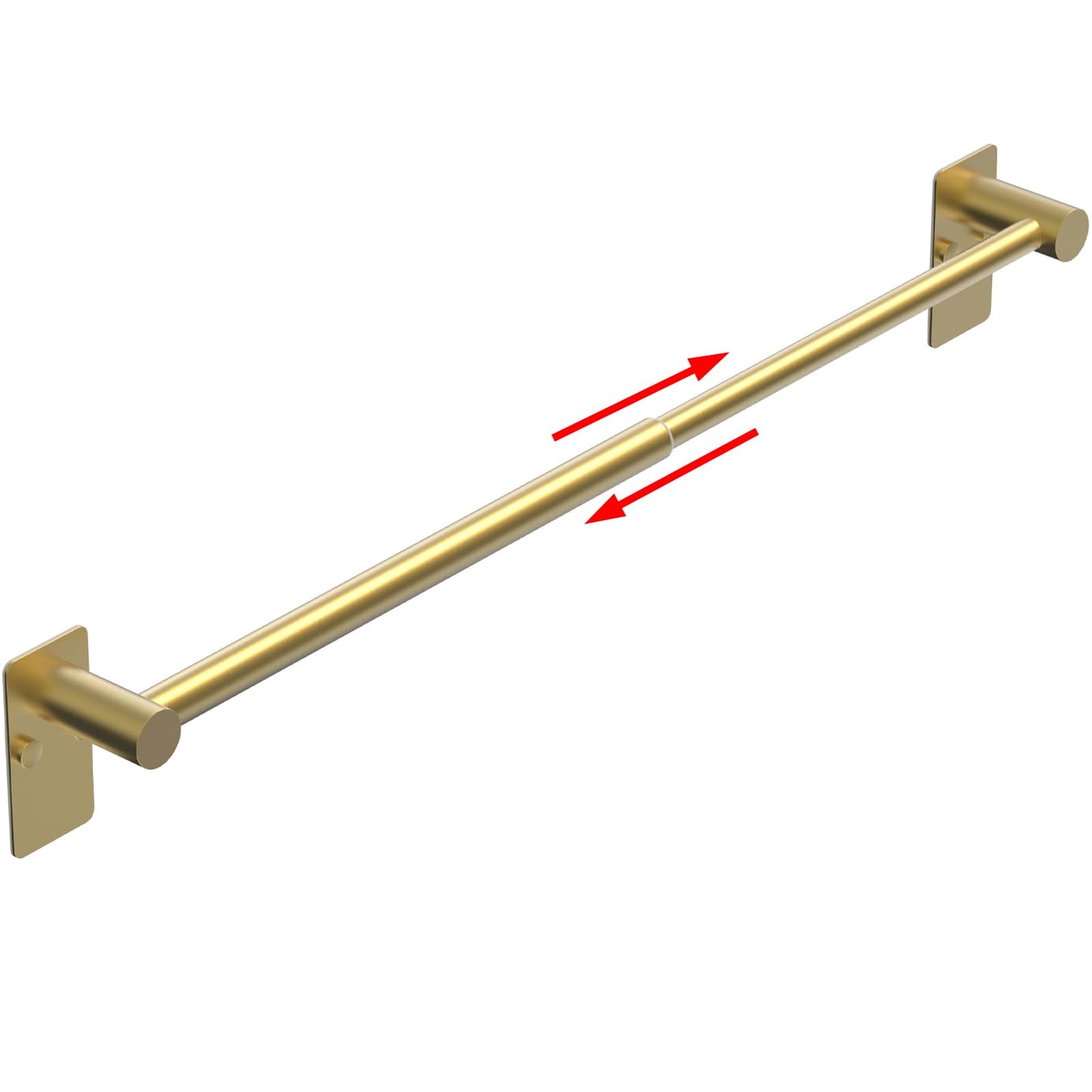 MIROAMZ Towel Bar, 14inch to 25inch Adjustable Towel Holder Rod, Self Adhesive Wall Mounted Hand or Body Towel Rack for Bathroom Kitchen, Stainless Steel Organizer Single Bar (Gold, 1 Pack)