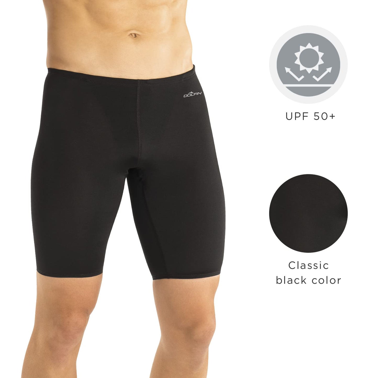Dolfin Winner's Men's Athletic Swimsuit - Training Jammer Shorts for Racing and Competitions (Black, XL)