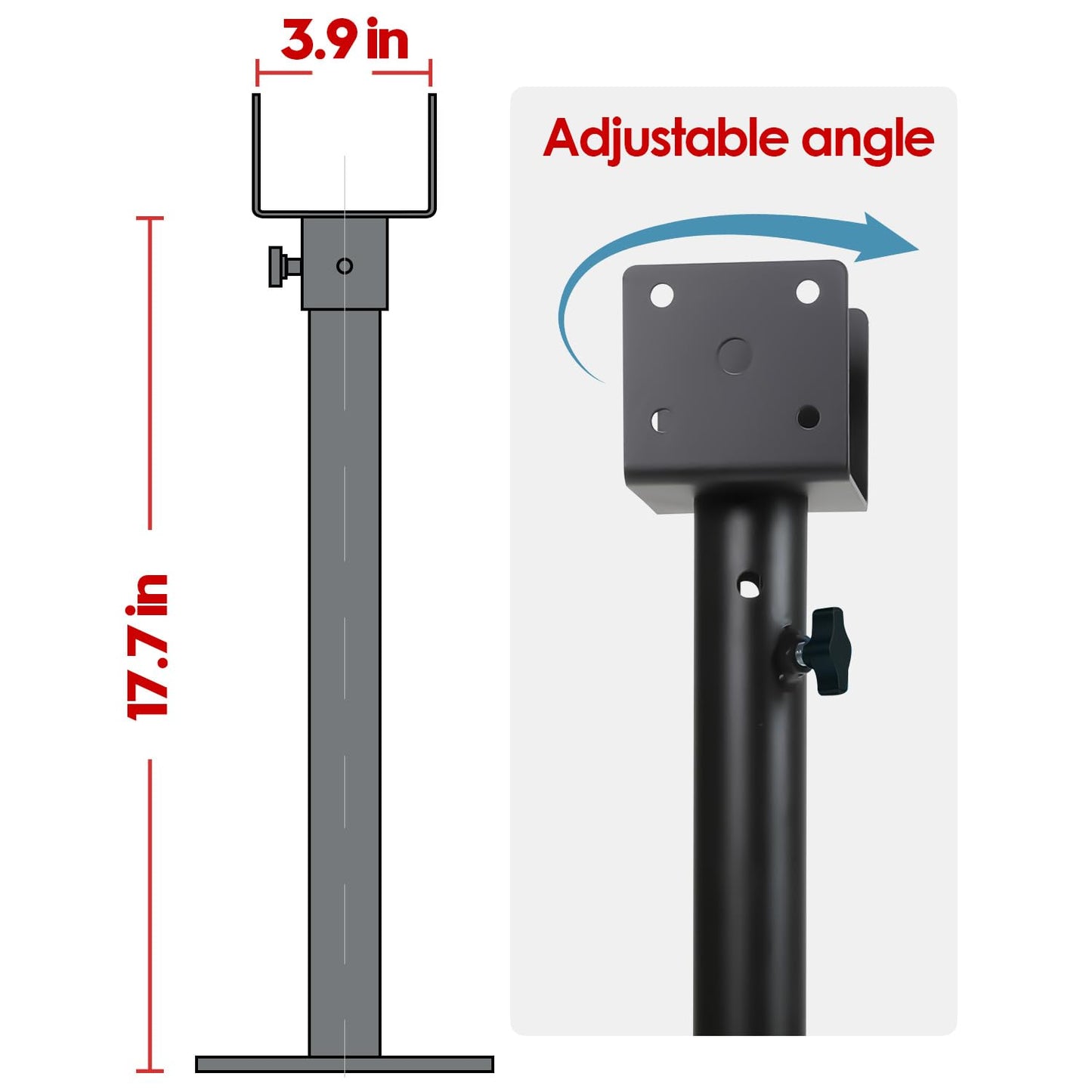 Upgraded 2Pack 3.6" 304 Saddle Stainless Steel Roof Riser for Patio Pergola, Heavy-Duty 18-1/4 Inches High, Pergola Roofs Riser Beam Brackets, Adjustable Roof Riser Hardware, Black Finish (Enhanced)