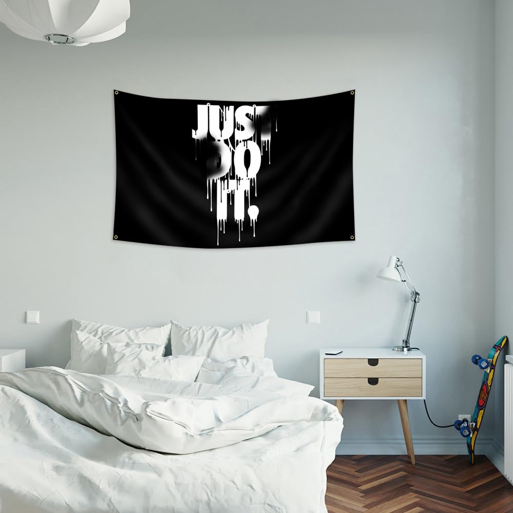 Motivational Flag 3x5 Ft Gym Flag for Home Gym, Garage, Weightlifting Wall Decor - Inspirational Tapestry with 4 Brass Grommets, Funny Fitness for Office