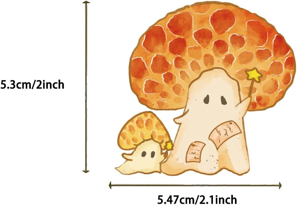 YOXYL 50pcs Cute Mushroom Stickers for Teen, Waterproof Vinyl Decal for Girl Kids Adult Student Water Bottle Laptop