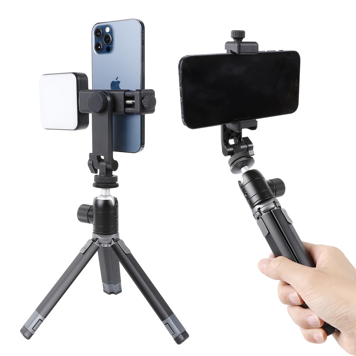 Leenconghui Multifunctional Universal Cell Phone Tripod Mount Adapter 360 Rotation Camera Hot Shoe Phone Holder Compatible with Canon Nikon Sony DSLR