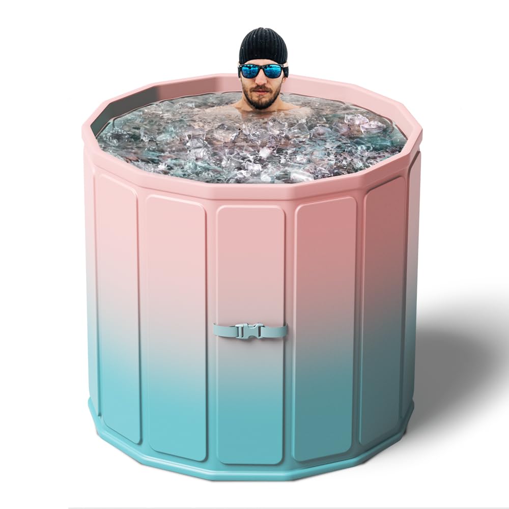 Binecer Portable Foldable Ice Bath Tub, Large Size 77 Gal, Fast Muscle Recovery, Home Outdoors Gyms, Quick Opening without Installation, No Water Leakage (Ice/Hot Universal)