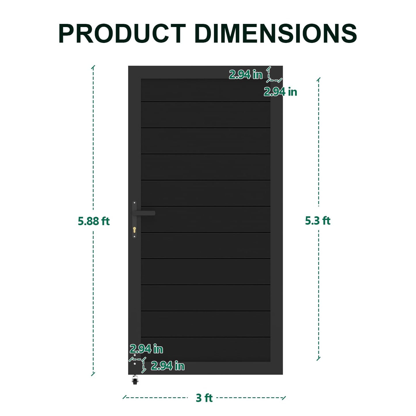 Mondaria Aluminum Privacy Fence Gate, 6ft(H) x 3ft(W) – Outdoor Privacy Fence Gate with Metal Frame and Knob Kits, Black (Without Post)