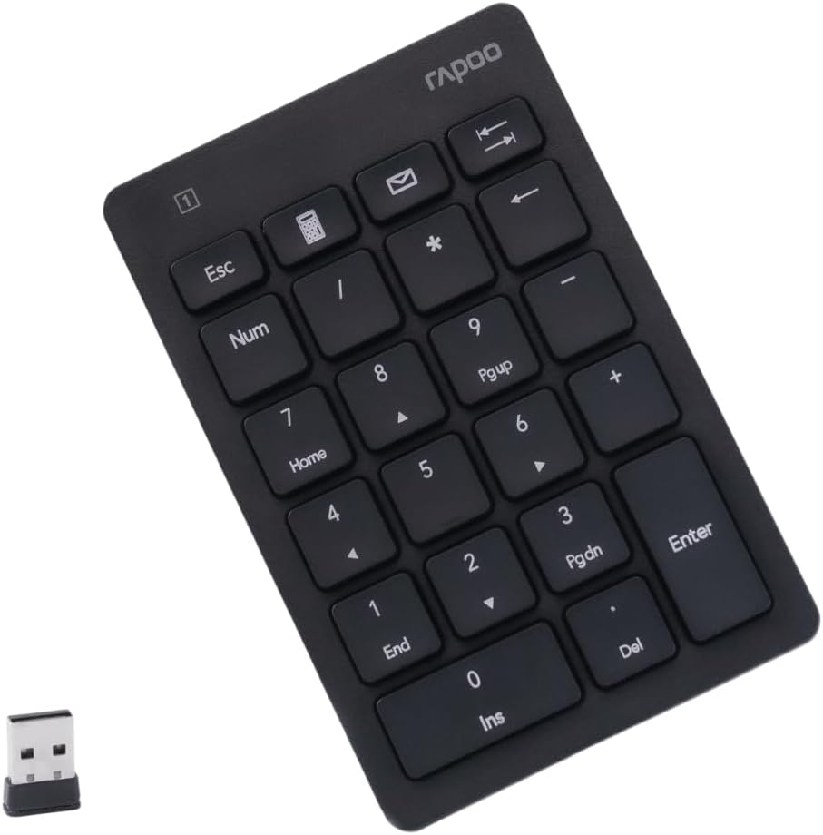 Rapoo K50 2.4G 22-Key Wireless Number Pad, Numeric Keypad for Laptop, Speed Data Entry, Numpad with Calculator, Email