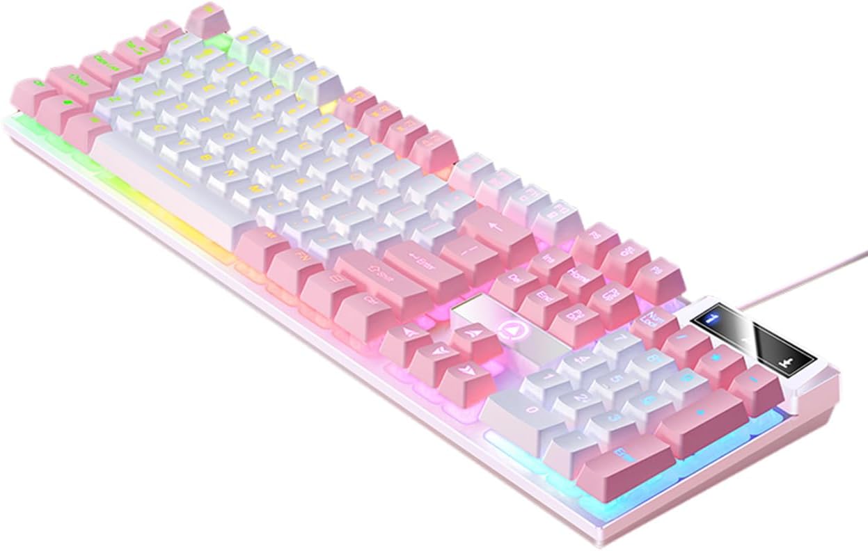 TsuvyXeg Gaming Keyboard Wired E-Sports Key Board RGB Backlit Computer Keyboard Square Key for Desktop Laptop PC Mac