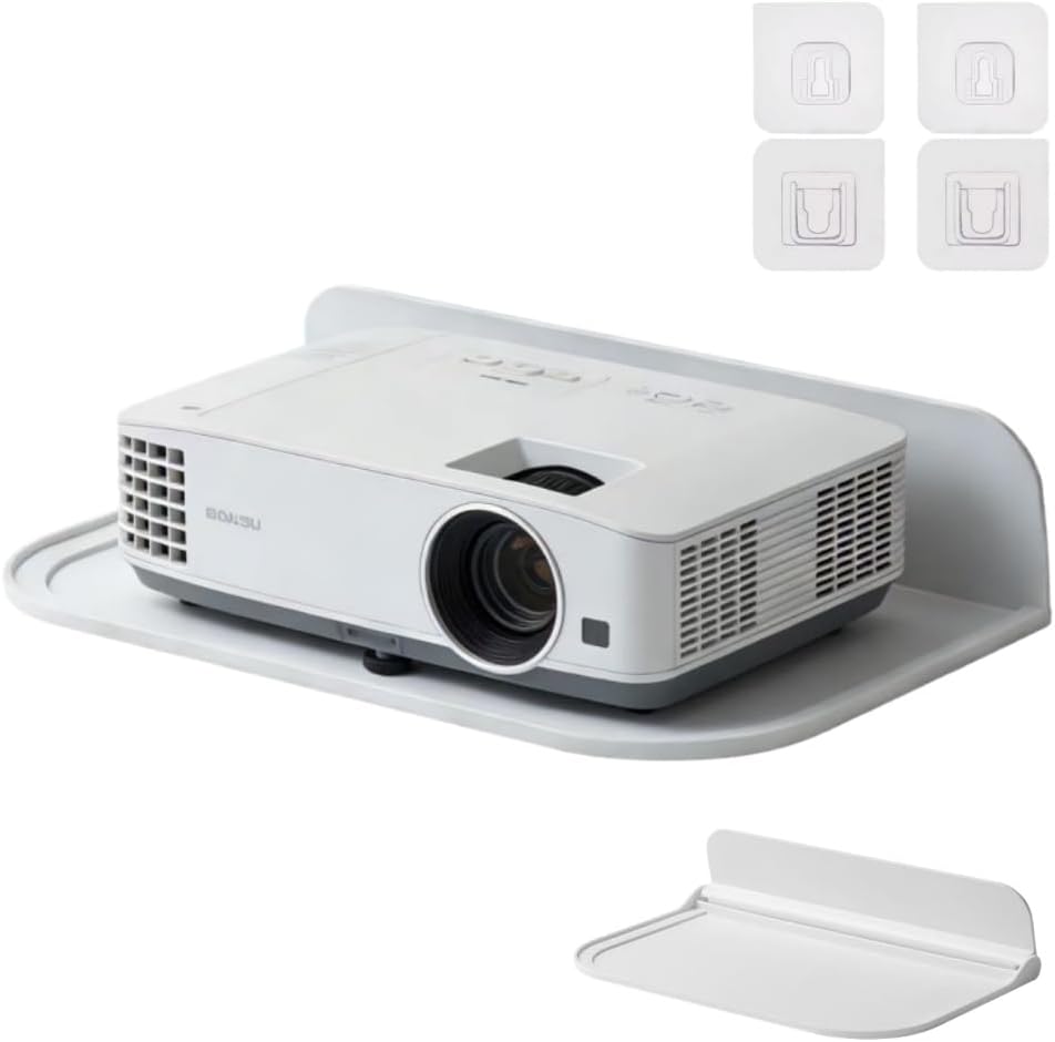 Dlmlemu Setup, Drill-Free Wall-Mounted Projector Stand, Universal Foldable Projector Bracket, Strong Adhesive Projector