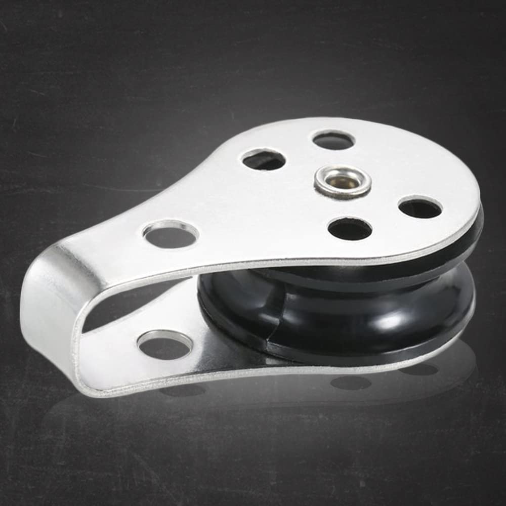 UISKEDS 316 Stainless Steel Marine Pulley Block, 25mm Nylon Single Sheave Pulley, Rustproof Heavy Duty Boat Pulley for Sailing, Kayak, Canoe & Rigging (2 pcs)