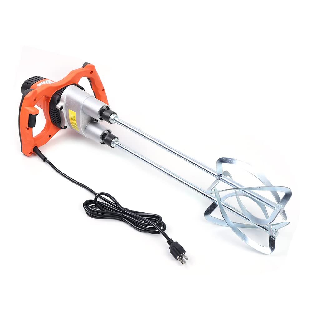 1800W Heavy Duty Electric Cement Mixer - Dual Paddle Stand Mixer with 2-Speed, 110V Portable Mortar & Paint Mixer for Concrete, Stucco, Mud, Commercial & DIY Use