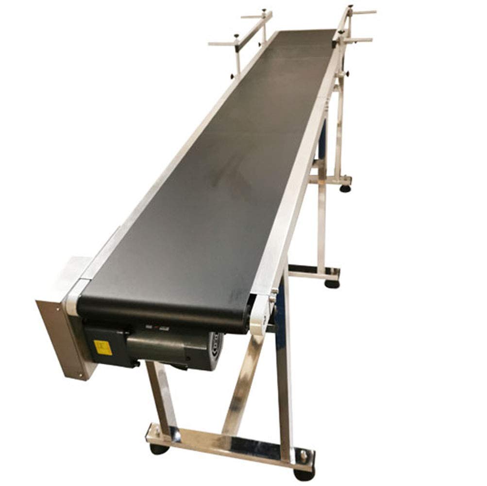 INTBUYING 82.6 inch 110V PVC Belt Conveyor Double Guardrails 12 inch Width Stainless Steel