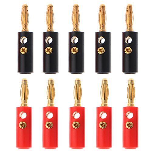 VizGiz 10 Pack Banana Plugs Replacement Screw On Type Banana Speaker Plug Connectors Audio Jack for Speaker Wire Wall