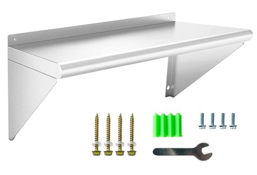 Chingoo Stainless Steel Shelf 12" x 24", 250 lb Wall Mounted Commercial Stainless Steel Shelves Metal Shelving for Restaurant, Bar, Utility Room, Kitchen and Garage