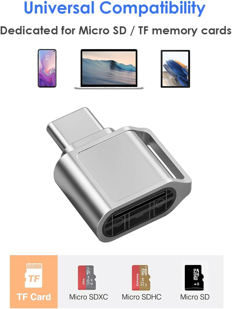 Mepsies 17/16/15, Micro SD Card Reader, USB C SD Card Reader, Type C TF Memory Card Reader with USB C to USB Adapter