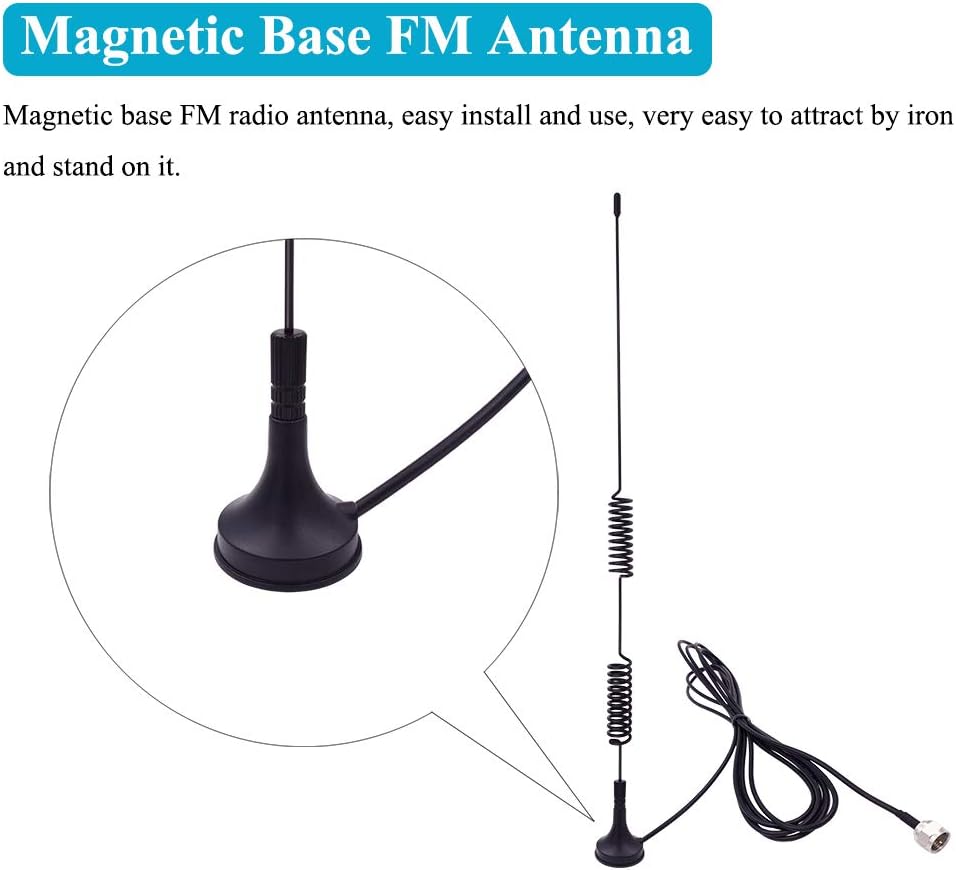 Fancasee 75 3.5mm 75 300 Universal FM Antenna Magnetic Base Ohm Screw F Male Plug with PAL BNC & to Ohm Adapter