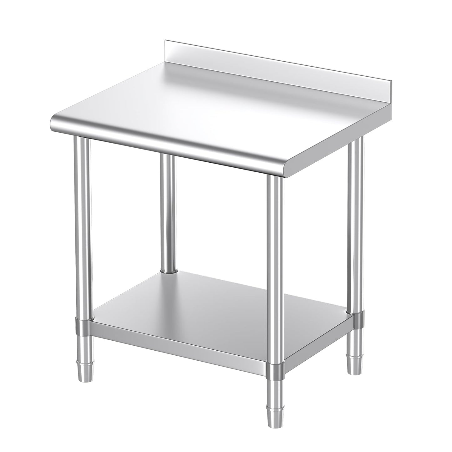 Mioleu Stainless Steel Table, 30 x 24 Inches Commercial Metal Prep & Work Table with Backsplash and Adjustable Undershelf for Kitchen Restaurant Home Garage Warehouse