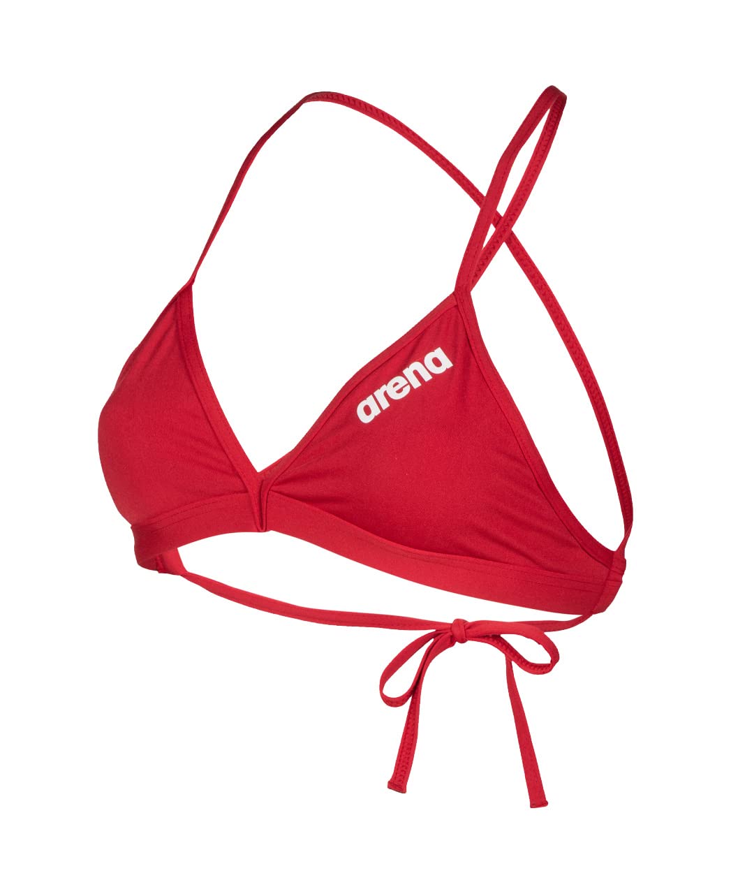 ARENA Women’s Team Solid Swim Top Tie Back Athletic Bikini Top Only Competitive Swimming Training Ladies Bathing Suit, Red/White, US Size 28