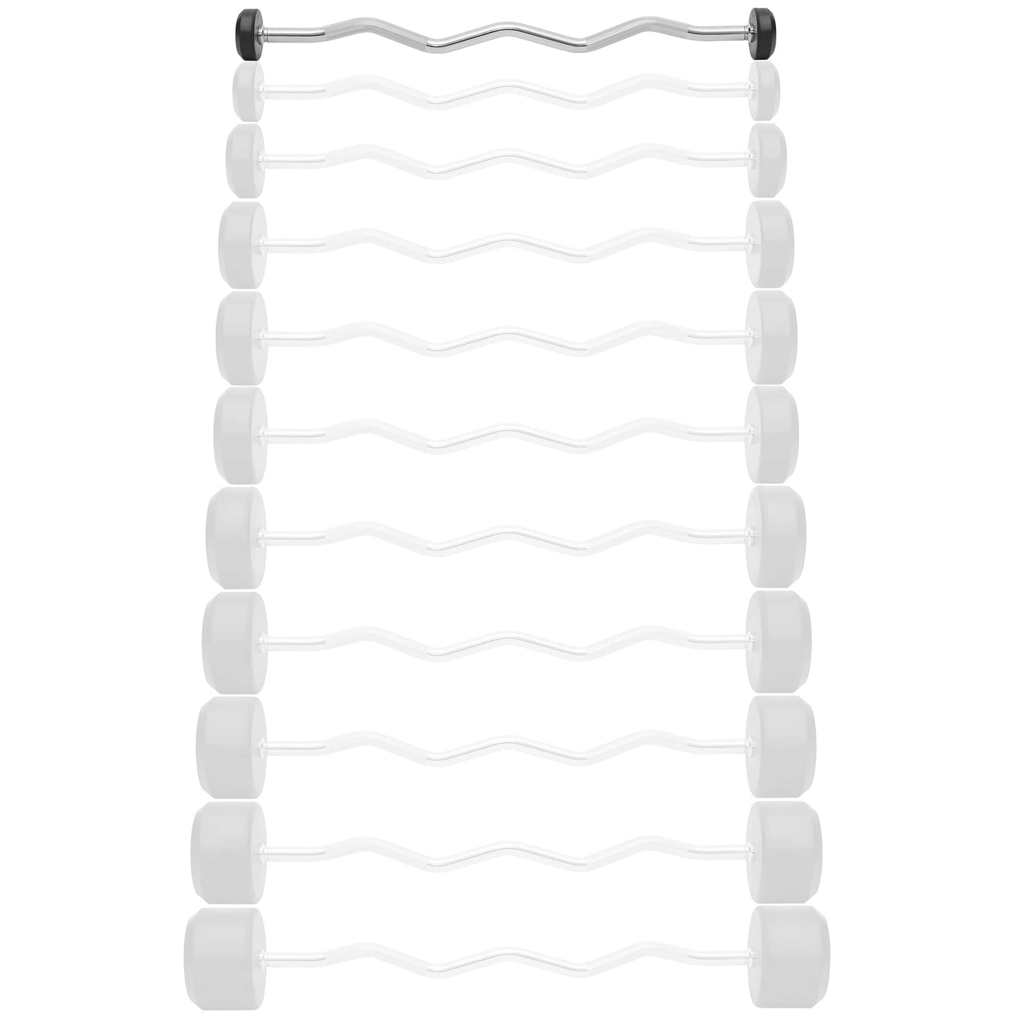 Philosophy Gym Rubber Fixed Barbell, 10 LB Pre-Loaded Weight EZ Curl Bar for Strength Training & Weightlifting