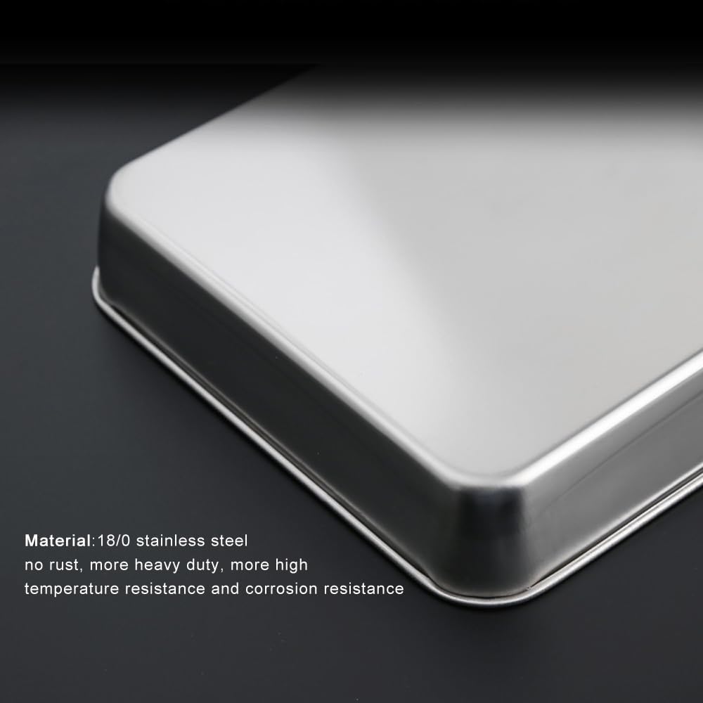 Stainless Steel Deep Baking Pan Set by [Brand Name] - 2-Pack (12" & 16") | Non-Toxic, Heavy Duty Bakeware