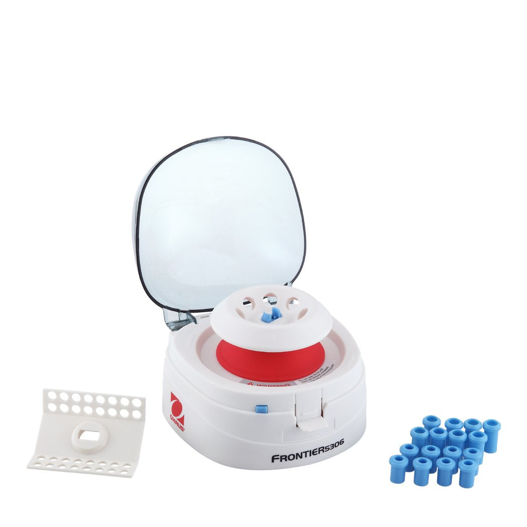Ohaus Frontier 5306 Mini Centrifuge Machine, Laboratory Benchtop Centrifuge for Sample Separation, Dual Safety Switch, Quiet Operation, Simple Controls, 2 Rotor Options, 6000 RPM
