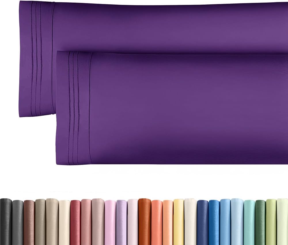 Skiennix Body Pillowcases Set of 2 | 20x54 Soft, Breathable Covers for Side Sleepers - Purple, Machine Washable