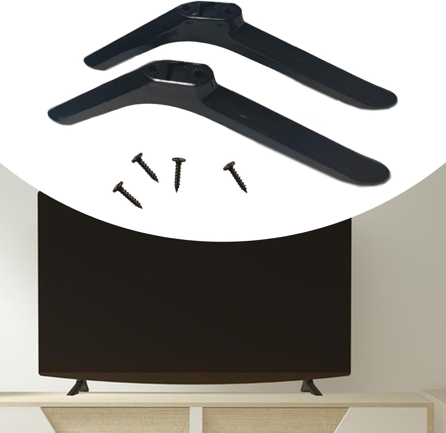 ZGUZMCMK 2 19cmx5cmx1.6cm Pieces Tabletop TV Stand Base Table Top TV Legs Simple Assembly