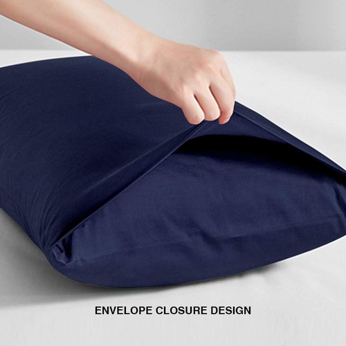 FLXXIE Pillow Cases - Soft Microfiber Queen Pillow Covers | Wrinkle Resistant, 2-Piece Set, Navy 20x30